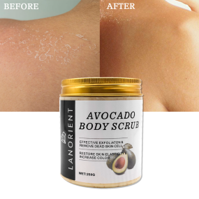 OEM Custom Logo Organic Vitamin C Skin Exfoliating Moisturizing Body Scrub Sea Salt Avocado Scrub Foe for All Skin Types