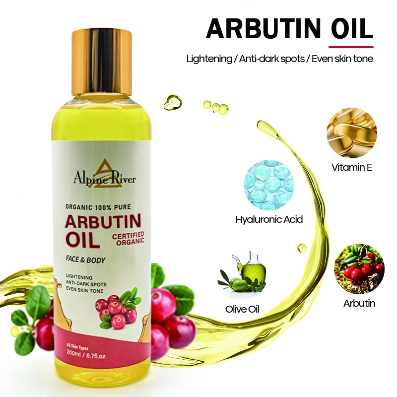 Private Label Vitamin C Skin Whitening and Moisturizing Oil Body Massage Dark Spot Removal Arbutin Oil for All Skin Types