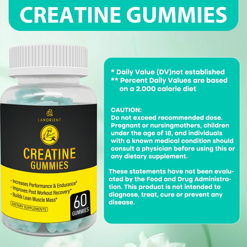 Custom Organic Vegan Muscle Growth Creatine Gummies Ability To Enhance Creatine Monohydrate Supplement Gummies For Adult