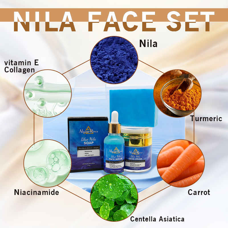 Low MOQ Custom Organic Vitamin C Skin Whitening and Exfoliating NILA Soap Facial Whitening Skin Care Set for Women