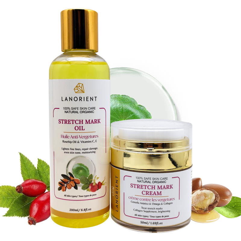 Private Label 100% Natural Organic Body Massage Oil Stretch Mark Removal Skin Repair Stretch Mark Cream for Women