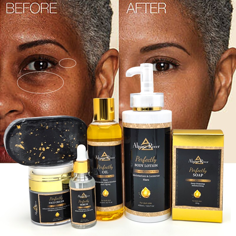 Low MOQ Custom Alpine River Natural Organic Korean Beauty Cosmetics Vitamin E Skin Glow Carrot Turmeric Skin Care Set