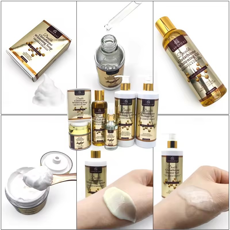 Private Label Vitamin C Skin Whitening Remove Dark Spots Pigmentation Correction Skin Care Set Double Glutathione Whitening Set