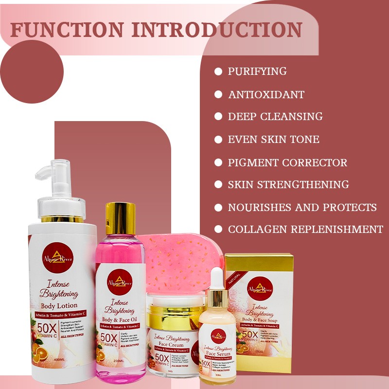 Private Label Natural Organic Vegan Vitamin C Arbutin Skin Whitening And Moisturizing Tomato Skin Care Set For Dark Skin