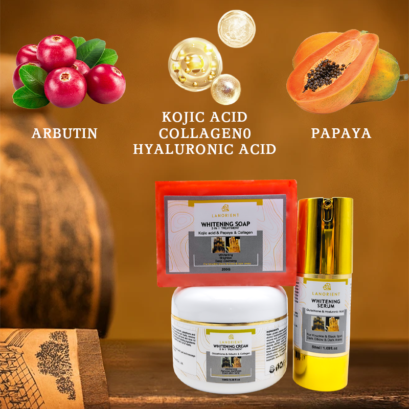Private Label LANORIENT Arbutin Knuckle Spot Removal Whitening Skin Care Set Natural Organic Vitamin C Collagen Skin Care Set