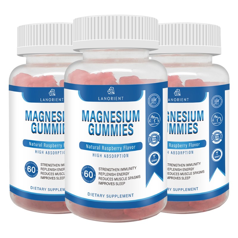 Private Label Organic Vegan Vitamin D Magnesium Citrate Supplement Gummies Ease Sleep Muscle Recovery Magnesium Glycine Gummies