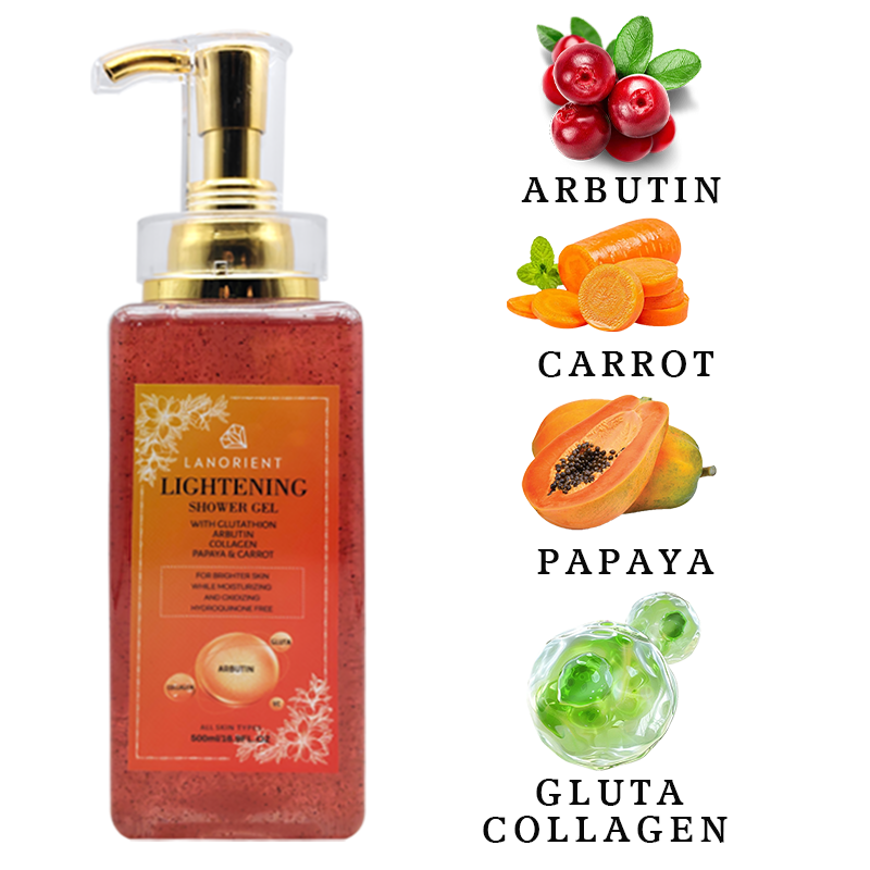 Private Label Korean Bath Product Organic Arbutin Body Exfoliation Lightening And Whitening Shower Gel Body Wash For Black Skin