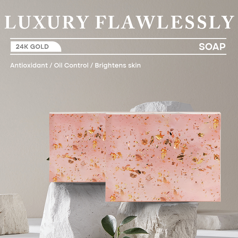 OEM Custom Logo Organic Vitamin C Skin Whitening Remove Dark Spots Cleansing Soap Bar Skin Glow 24k Gold Glutathione Soap