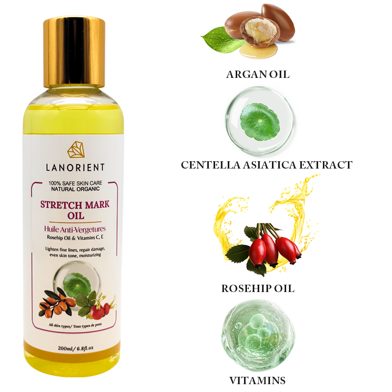 Private Label Natural Organic Vitamin C Skin Revitalizing Stretch Mark Removal Oil Skin Moisturizing Stretch Mark Oil for Women