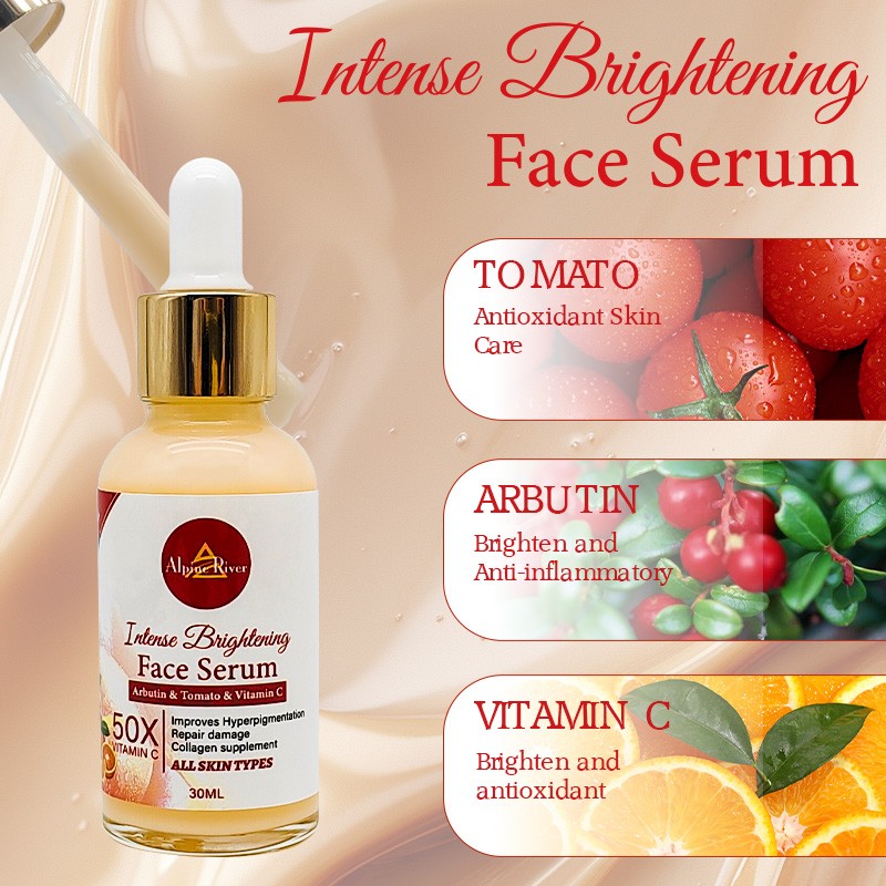 Private Label Vitamin C Korean Skin Whitening and Dark Spot Removal Arbutin Tomato Skin Care Serum for Women