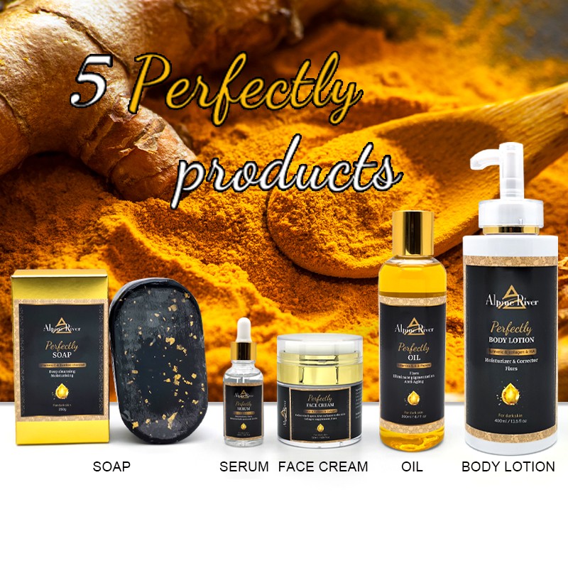Private Label LANORIENT Vitamin E Remove Dark Spots And Even Skin Tone Luxury Carrot And Turmeric Skin Care Set For Black Skin