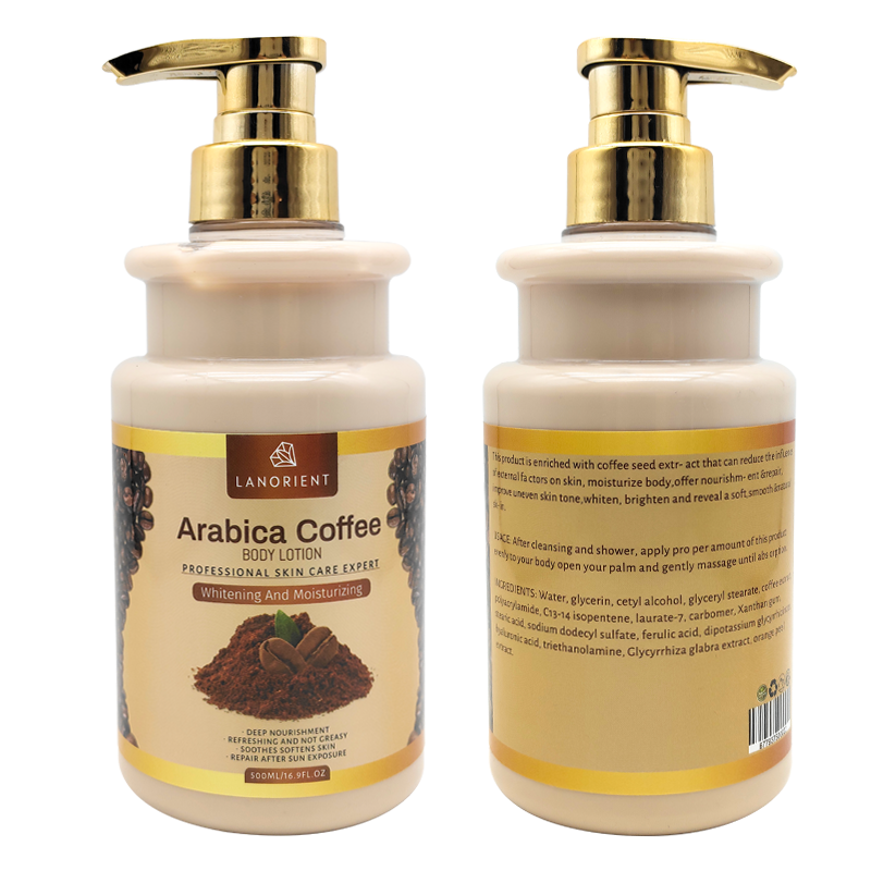 Private Label LANORIENT Strong Fast Whitening Body Lotion Skin Moisturizing Sunburn Repair Coffee Body Lotion for Women