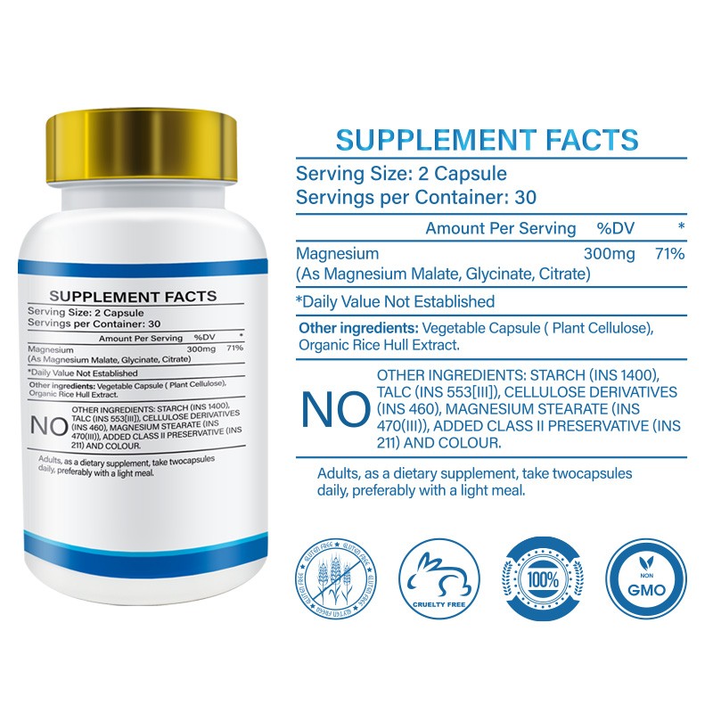 OEM Wholesale Organic Vegan Mg Supplement Magnesium Glycine Capsules For Sleep Relax Promotes Healthy Relaxation