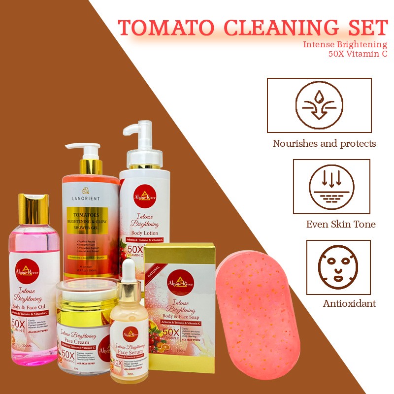 OEM Wholesale Arbutin Organic Skin Whitening Remove Dark Spot Tomato Skin Care Products Vegan Arbutin Skin Care Set for Women