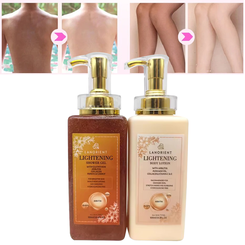 Private Label LANORIENT Organic Vitamin C Whitening Skin Care Set Lightening Spot Lightening Skin Tone Anti-aging Skin Care Set