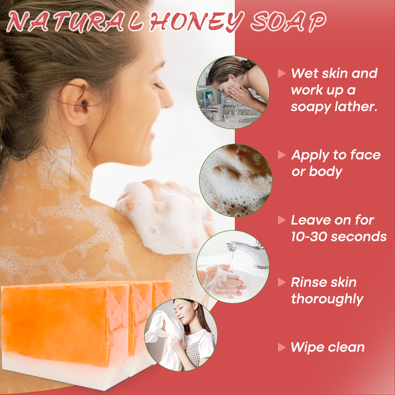 Wholesale Organic Handmade Honey Soap Natural Whitening Face Cleansing Body Bath Whitening Soap Bar for Dark Skin