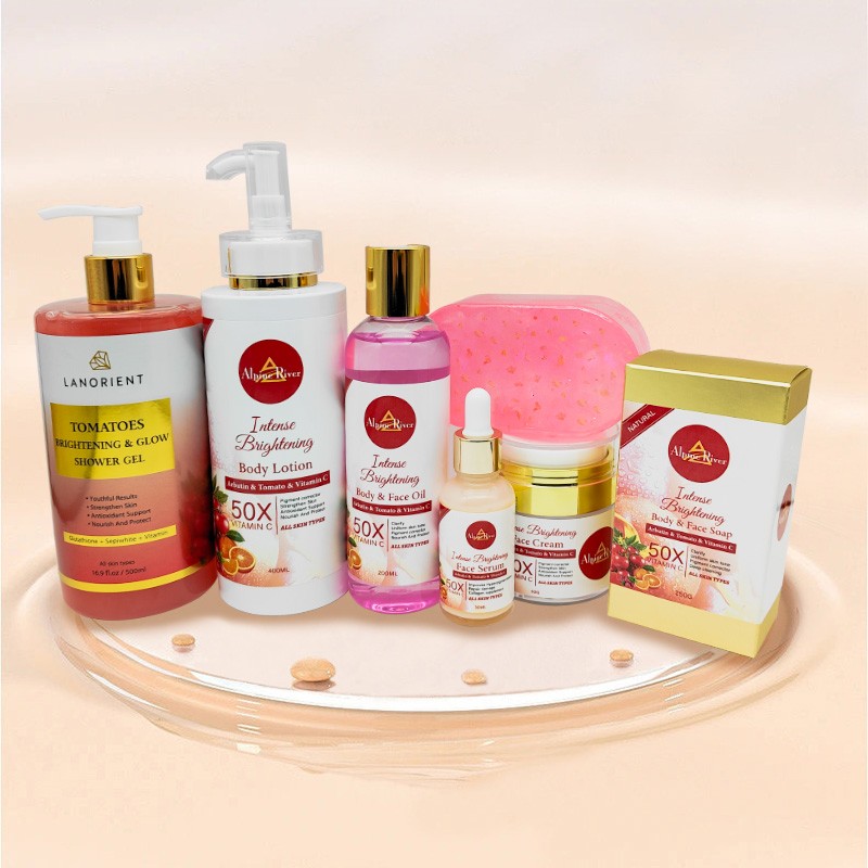 Private Label Korean Organic Skin Care Cosmetics Vitamin C Skin Whitening Moisturizing Removing Dark Spots Tomato Skin Care Set
