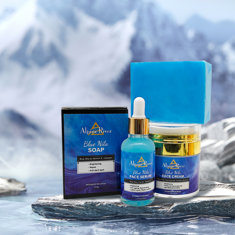 Low MOQ Custom Organic Vitamin C Skin Whitening and Exfoliating NILA Soap Facial Whitening Skin Care Set for Women