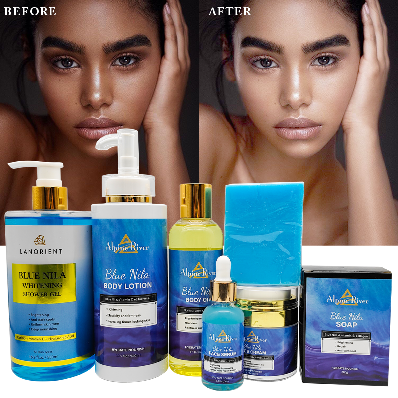 Low MOQ Custom Logo Organic Turmeric Removing Dark Spots Facial Cleansing Body Care Skin Whitening NILA Skin Care Set for Women