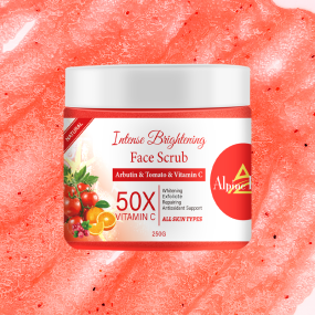 Private Label Body Bath Products Organic Vitamin C Skin Whitening Exfoliating Tomato Scrub Arbutin Dark Spot Removal Scrub