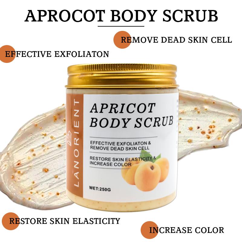 Private Label Body Scrub Natural Body Care Whitening Exfoliator Organic Deep Cleanse Apricot Body Scrub for Women
