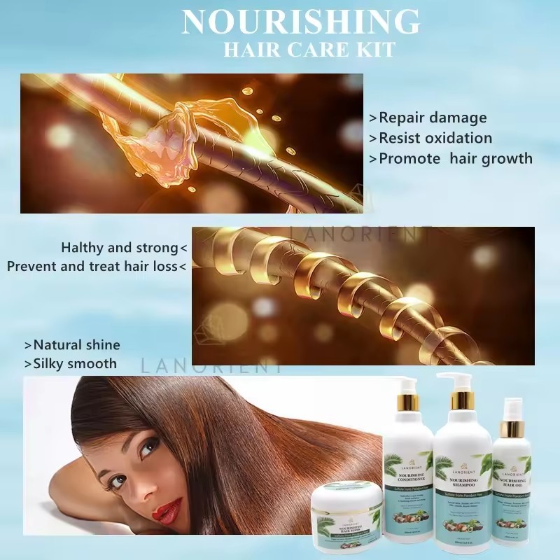 LANORIENT Argan Oil Hair Growth Shampoo Conditioner Hair Mask Set Collagen Deep Repair Hair Care Set