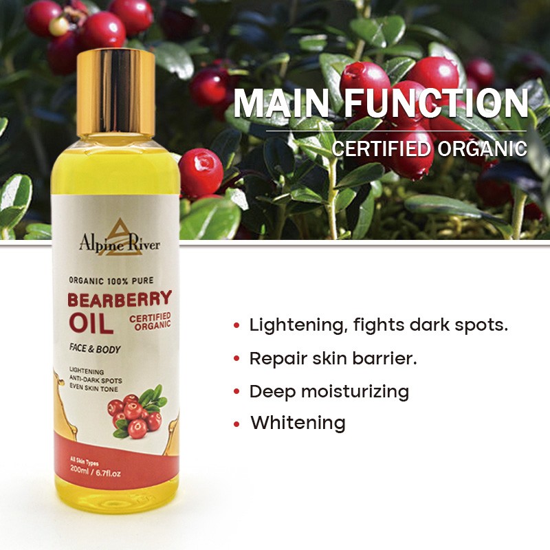 Private Label Vitamin C Skin Whitening Removing Dark Spot Arbutin Oil Organic Toning Bearberry Massage Oil for Black Skin