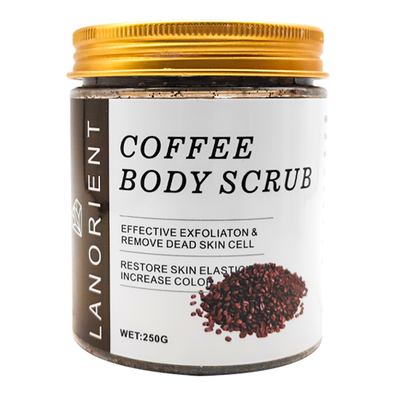 Private Label LANORIENT Vitamin C Skin Exfoliating Whitening Coffee Deep Cleansing Face Body Scrub for All Skin Types