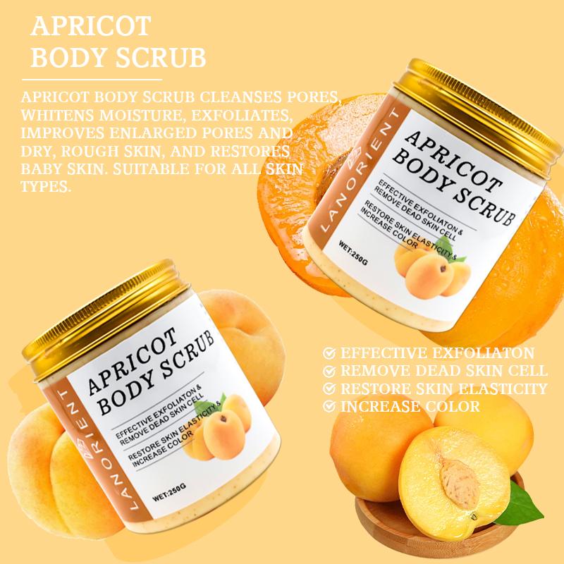Private Label Body Scrub Natural Body Care Whitening Exfoliator Organic Deep Cleanse Apricot Body Scrub for Women