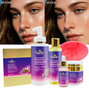 Private Label Organic Vitamin C Skin Whitening Brightening and Dark Spot Removal Arbutin Skin Care Set for Black Women