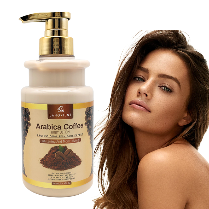 Private Label LANORIENT Strong Fast Whitening Body Lotion Skin Moisturizing Sunburn Repair Coffee Body Lotion for Women