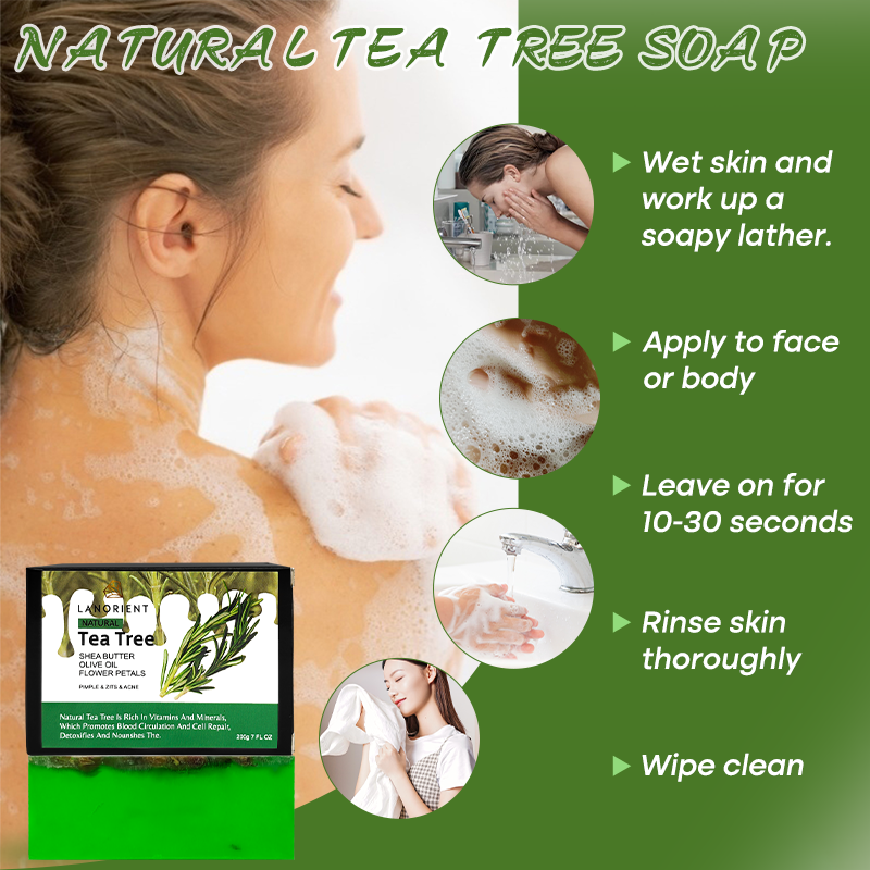 Private Labels Vitamin C Skin Care Exfoliating Tea Tree Handmade Soap Bath Soap for Anti-Acne