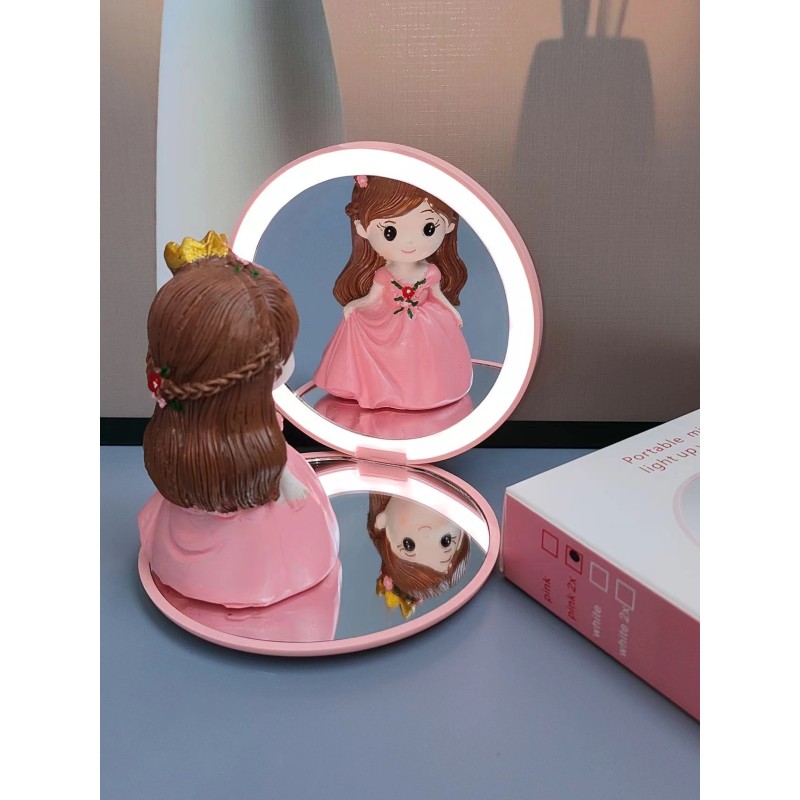 Led Mirror Supplier - Custom Logo Portable Foldable Small Hand Held Travel Folding