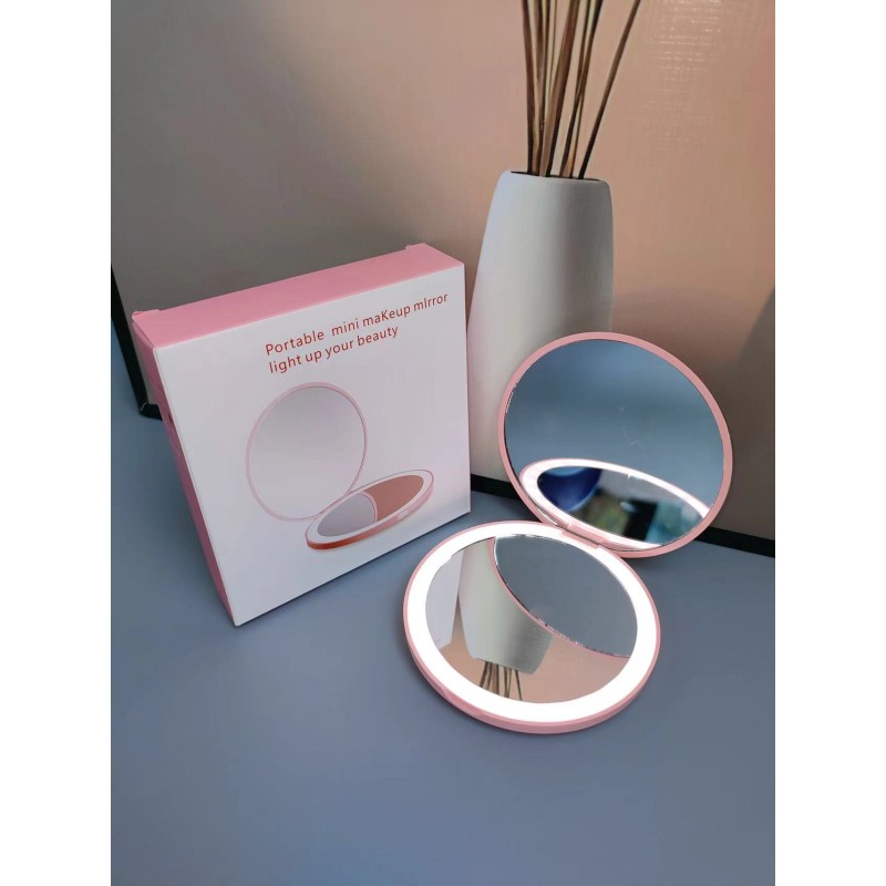 Led Mirror Supplier - Custom Logo Portable Foldable Small Hand Held Travel Folding