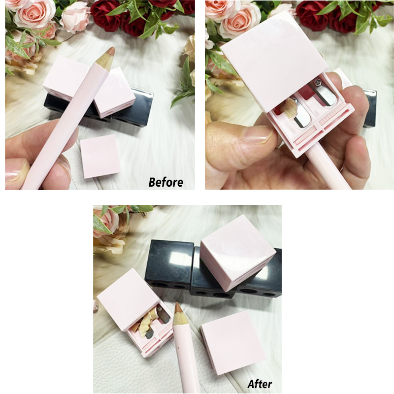 Pencil Sharpener Factory - Blade Dual Holes Sharpener with Cleaner for Eyebrow Eyeliner