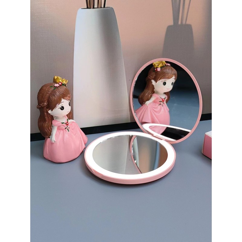 Led Mirror Supplier - Custom Logo Portable Foldable Small Hand Held Travel Folding