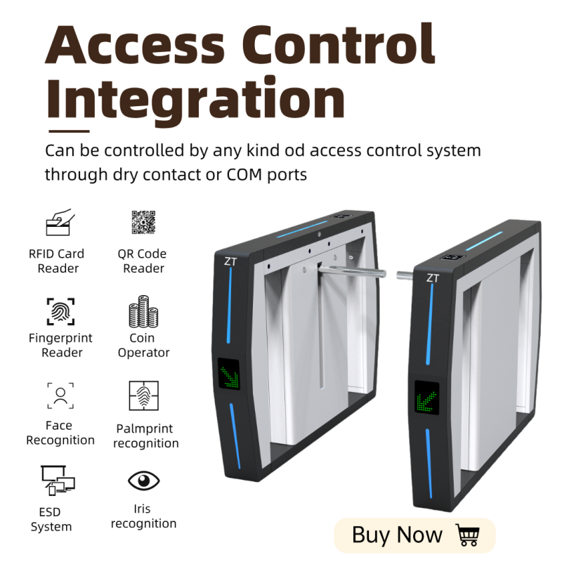 Drop Arm Turnstile Factory - Face Recognition Gym Security