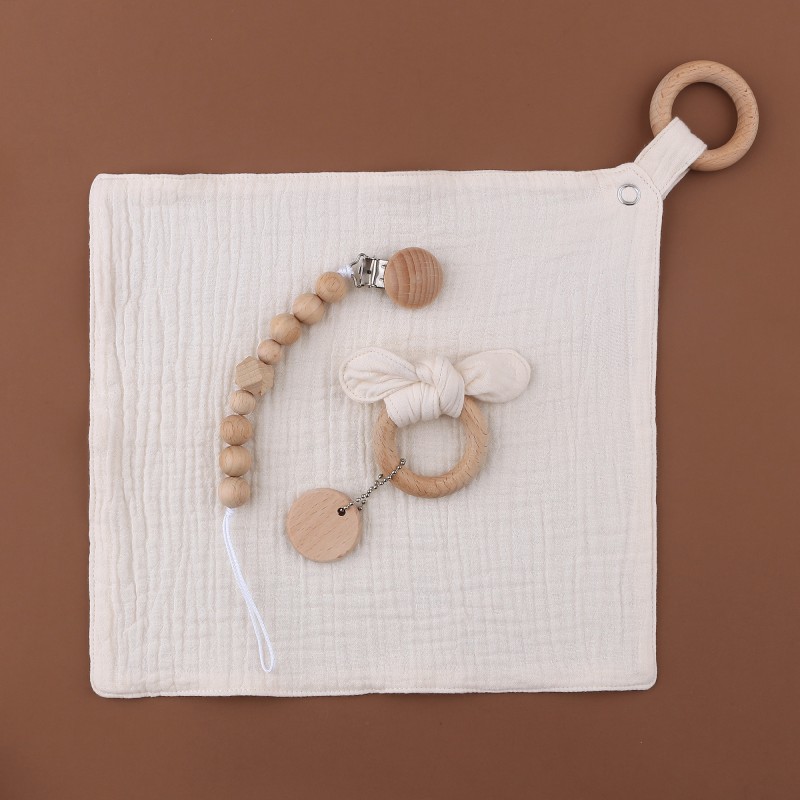Baby Teething Set Factory - Wood Pacifier Clip Chain