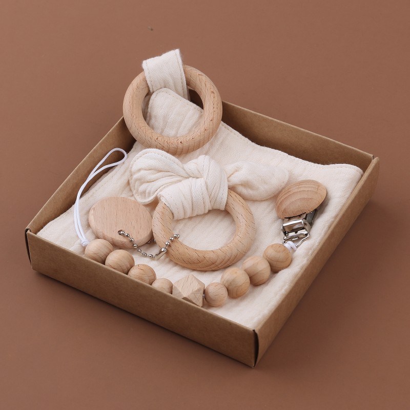 Baby Teething Set Factory - Wood Pacifier Clip Chain