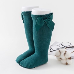 Below Knee Socks Factory - Solid Color Bow