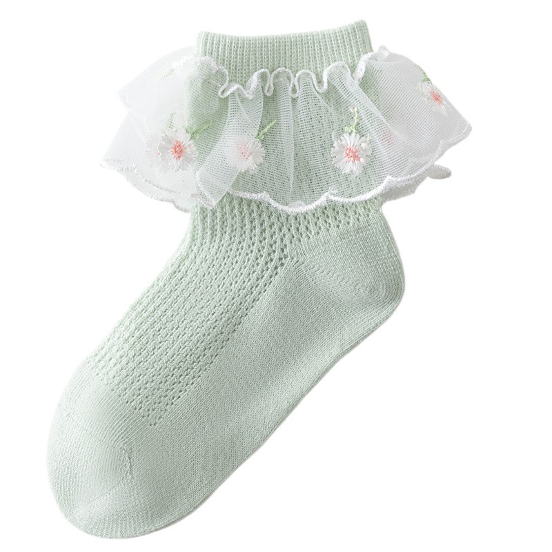 Cotton Socks Manufacturer - Embroidered Lace Trim