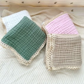 Muslin Swaddle Manufacturer - 6 Layer Lace Trim