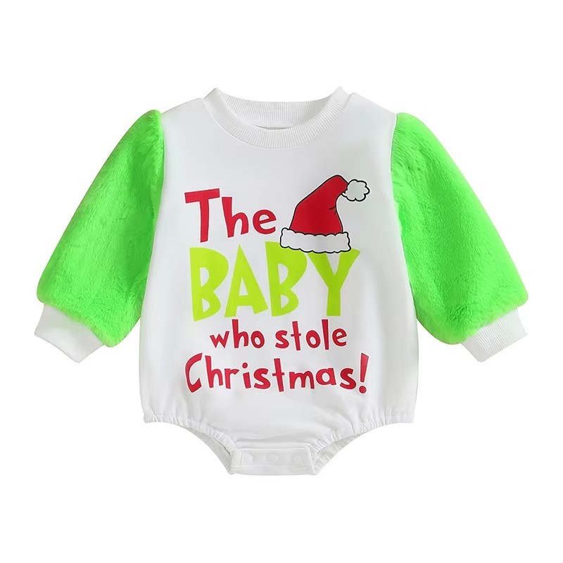 Christmas Romper Factory - Grinch Fur Sleeves