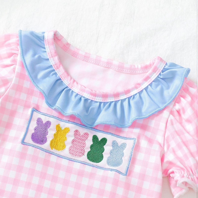 Easter Romper Factory - Smocked Bunny Ruffle