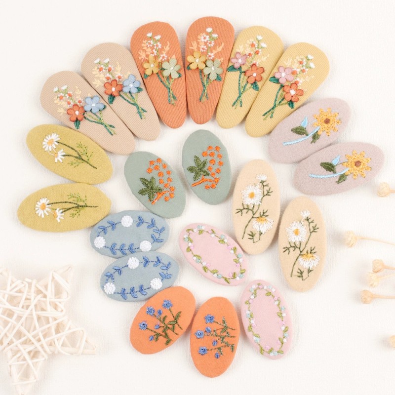 Hair Clips Supplier - Vintage Flower Embroidered
