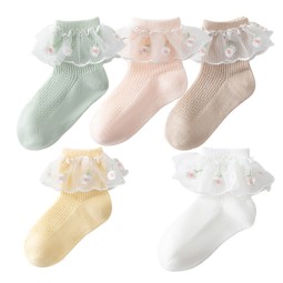 Cotton Socks Manufacturer - Embroidered Lace Trim