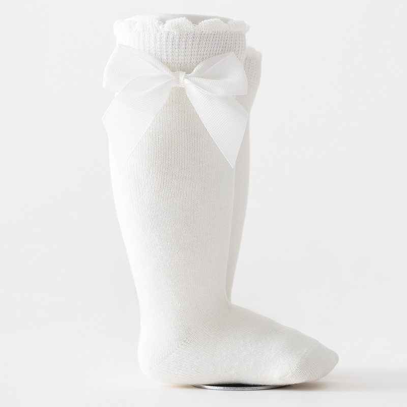 Below Knee Socks Factory - Solid Color Bow