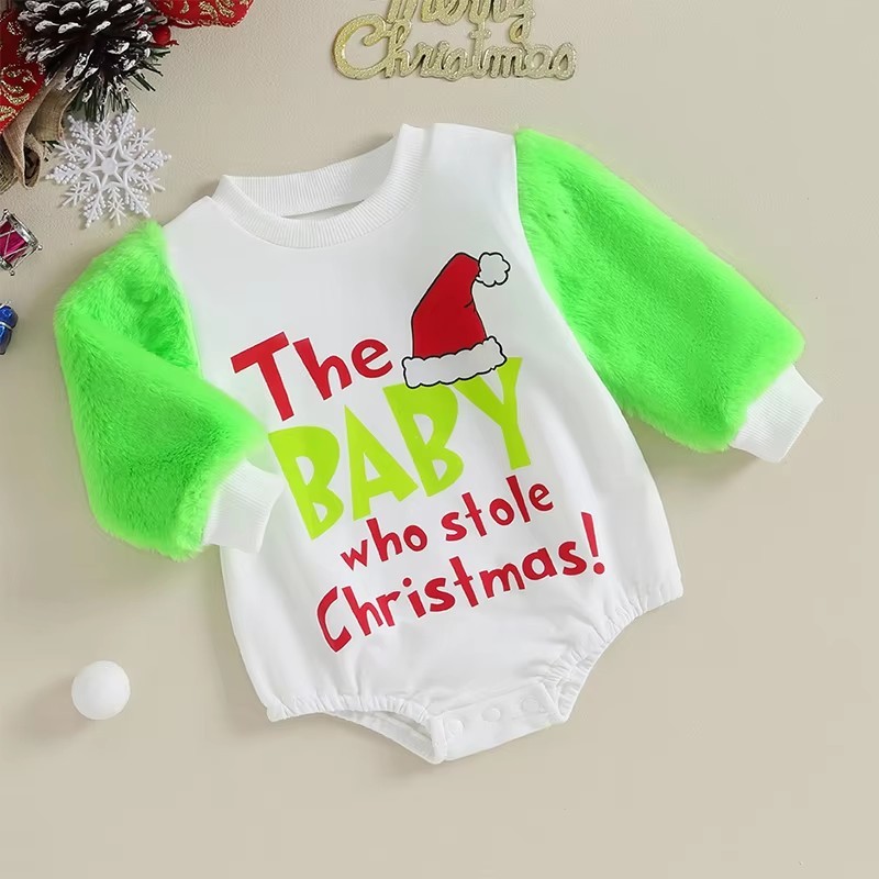 Christmas Romper Factory - Grinch Fur Sleeves