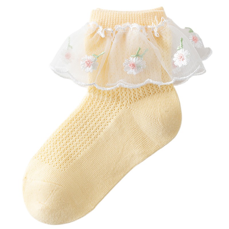 Cotton Socks Manufacturer - Embroidered Lace Trim