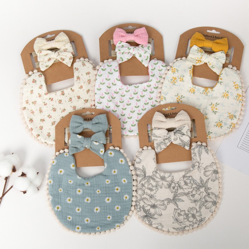 Double Gauze Bib Factory - Printed Bow Headband